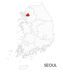 Fototapeta premium Seoul map, Seoul city map, Capital of South Korea map