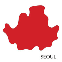 Seoul city map in red color, Capital of South Korea map