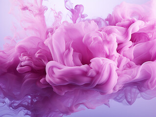 Fototapeta premium motion of the smoke in water, colorful ink abstraction, pastel purple and pink swiring in, fancy cloud of smoke under water abstract background