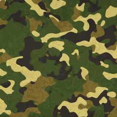 Camouflage seamless pattern. Trendy style camo, repeat print. Vector illustration. Khaki texture, perfect for military army design.