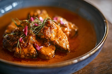 Fried Fish with Thai Red Curry Sauce