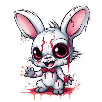 vector cute mascot Zombie Bunny white background