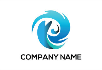 collection of ocean logo with waves and seagulls