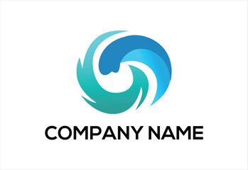 collection of ocean logo with waves and seagulls