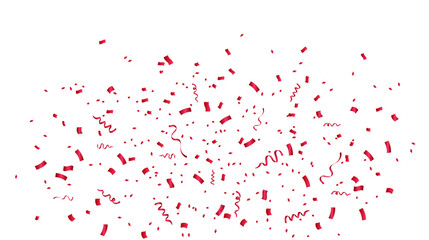 Fototapeta na wymiar Red confetti on transparent background. Falling red confetti celebration element background. Vector illustration
