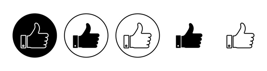 Thumbs up icon set. Hand like. Like icon vector.