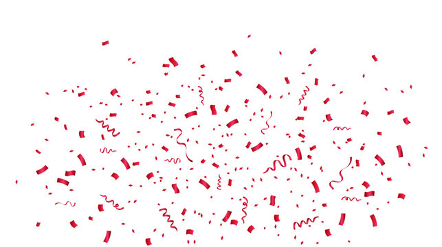 Red confetti on transparent background. Falling red confetti celebration element background. Vector illustration