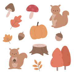 Hand drawn illustration of autumn elements.