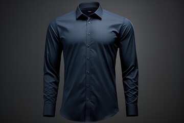 Navy blue shirt on a mannequin template for design print and advertising.