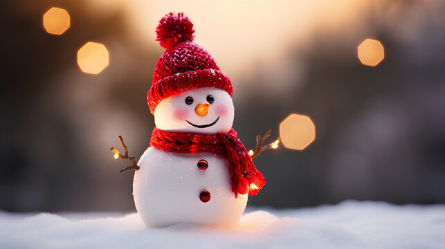 red snowman in the snow