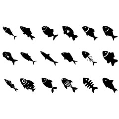 Fish icon vector set. Food illustration sign collection. Ocean symbol or logo.