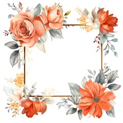 Floral frame isolated on white background
