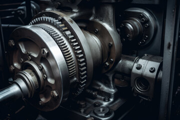 Fototapeta na wymiar Revealing the Dynamic Inner Mechanics: A Macro View of an Industrial Pump's Powerful Machinery in Motion