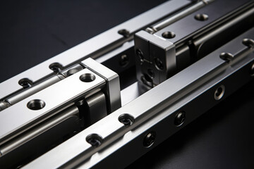 Obraz premium Exquisite Macro Capture: Unveiling the Unparalleled Precision and Seamlessness of Linear Guide Sliding Bearings in Machinery and Manufacturing