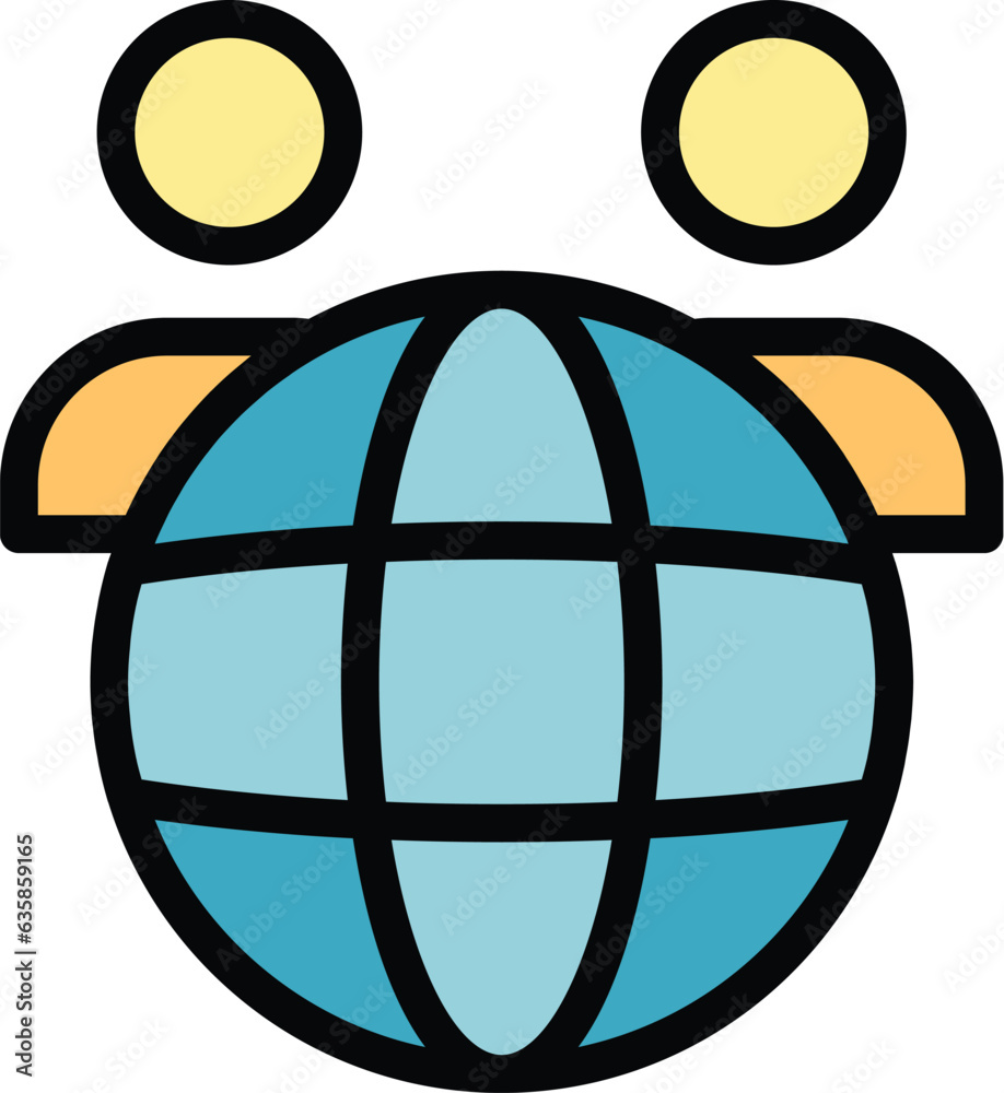 Wall mural global democracy icon outline vector. digital poll. vote online color flat - Wall murals