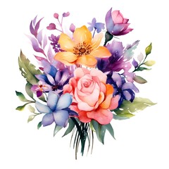 Obraz premium Bouquet of flowers on white background