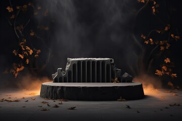 halloween podium pedestal coffin orange and black for product placement mockup