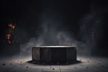 halloween podium pedestal coffin orange and black for product placement mockup