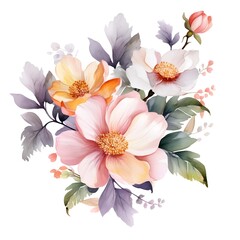 Bouquet of flowers on white background