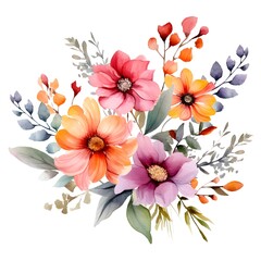 Obraz premium Bouquet of flowers on white background