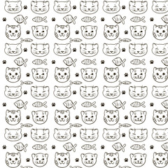 vector seamless pattern cats muzzles emotions