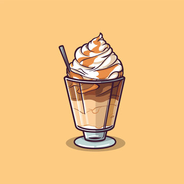 iced coffee drink with whipped cream clip art preview
