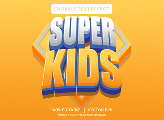Super kids 3D editable text effect