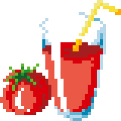 Tomato juice cartoon icon in pixel style