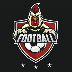 football logo chicken vector art illustration design