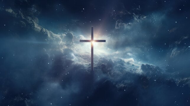 Shining cross with galactic and cosmic background
