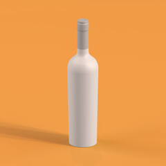 Monochrome Bottle on Orange Background, 3d Rendering