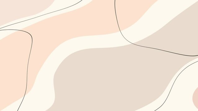 4k animated irregular abstract blob shape. Organic black thin lines. Round blots form graphic element. Doodle drops with outline circle. Fashion stylish animation templates. Neutral pastel nude colors