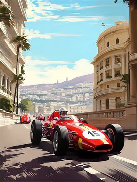 Voiture de sport formule 1 sur le circuit de Monaco