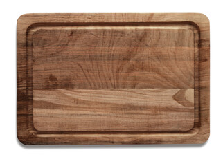 Empty wooden cutting board isolated. preparation for dinner