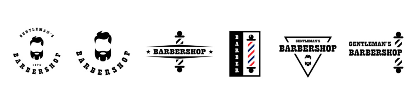 Vector collection of Barbershop signs or logos. Barber - different emblems set.