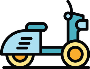 Jakarta scooter icon outline vector. City building. Skyline travel color flat