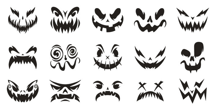 Halloween grimace set logotypes monochrome