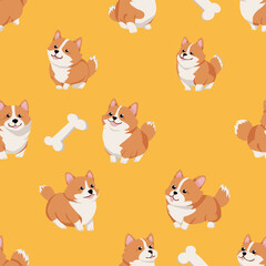 seamless pattern with corgi dog