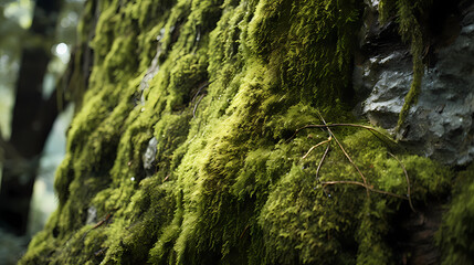 Close Up Mossy Tree Trunk