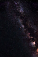 Milky Way stars and night sky photographed with wide angle lens.