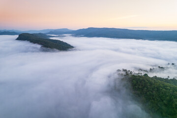 Landscape in the morning at Pha Muak mountain, border of Thailand and Laos, Loei province, Thailand.