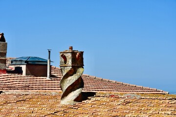 Ancient chimney on a medieval house in Casale Marittimo (Pisa).