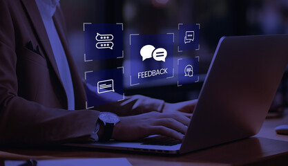 feedback concept, writing feedback review, reputation management.
