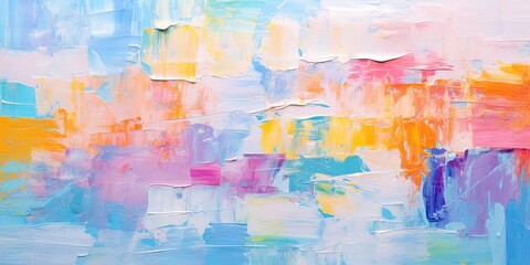 Abstract colorful oil painting with brushstrokes, pallet knife technique on canvas. Generative Ai