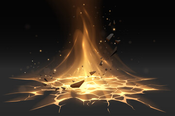 Hole on the ground with light effect