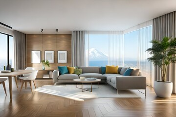 Naklejka na ściany i meble modern living room generated ai