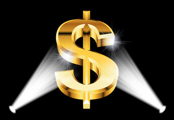 Ein glänzendes Dollar Symbol, das Raben anlockt und sich für einen Gott hält