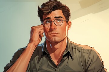 Obraz premium Focused Intensity Depict the model with a focused expression - colorfull graphic novel illustration in comic style
