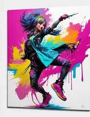 Experience the electrifying energy of urban expression with this captivating spray paint-style artwork. Bursting with vibrant colors and dynamic strokes, this piece captures the essence of street art 