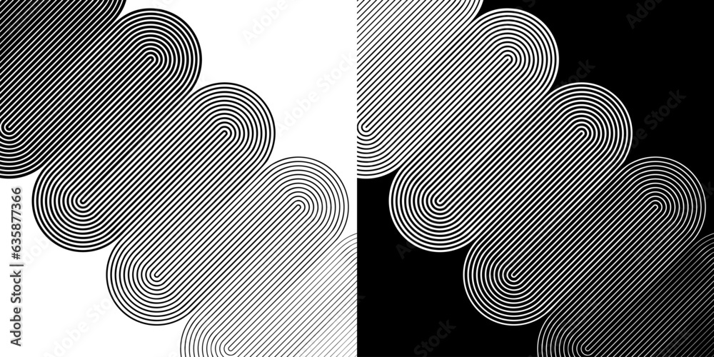 Fototapete wavy lines of varying thickness in zigzag. art lines design. black shape on a white background and t